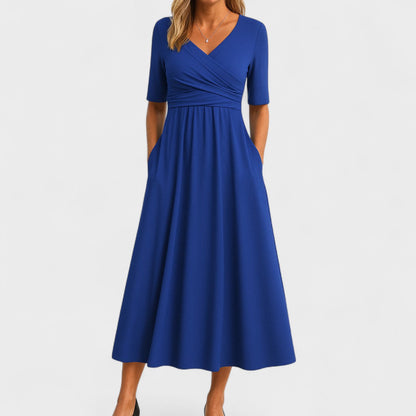 Floral V-Neck Wrap Midi Dress