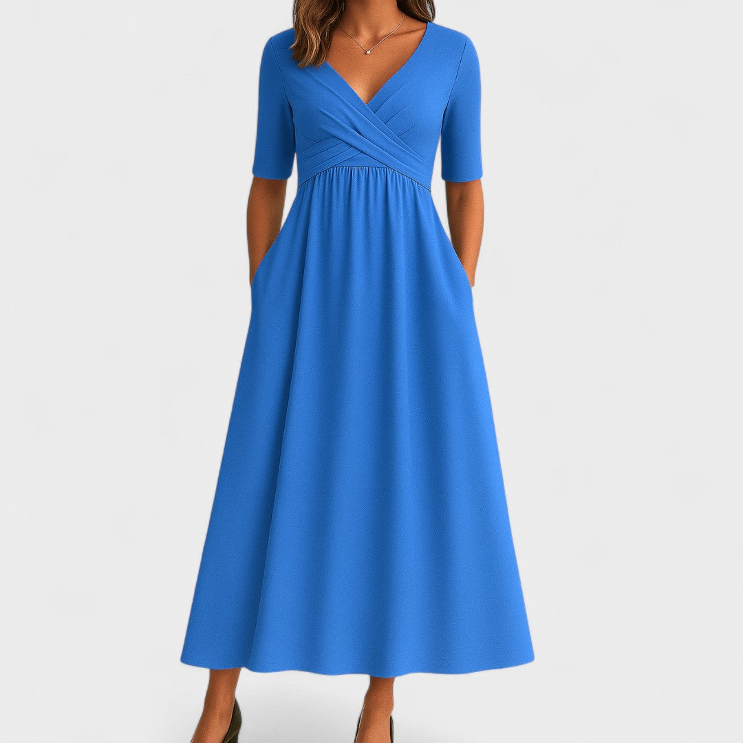 Floral V-Neck Wrap Midi Dress