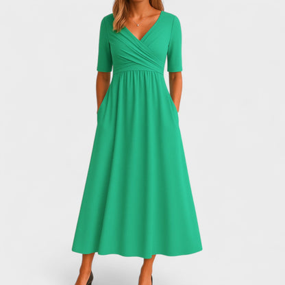 Floral V-Neck Wrap Midi Dress