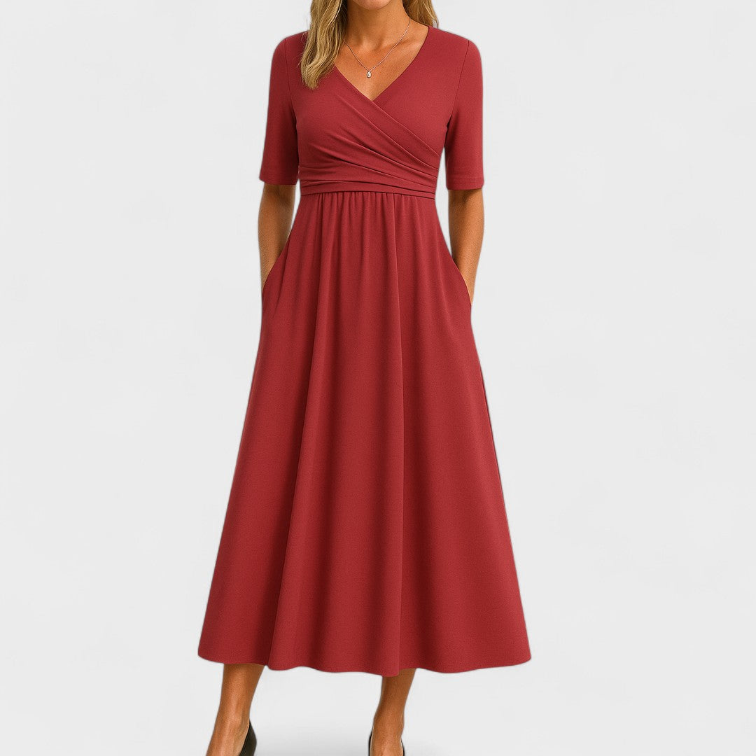 Casual Fit V Neck Waist Dress for Women