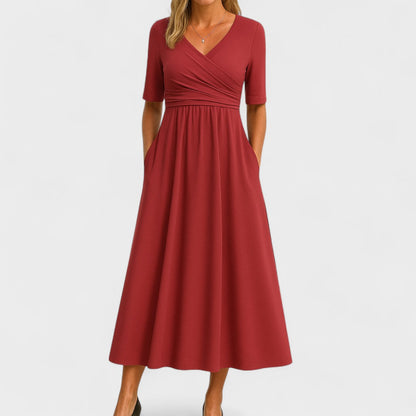 Casual Fit V Neck Waist Dress for Women