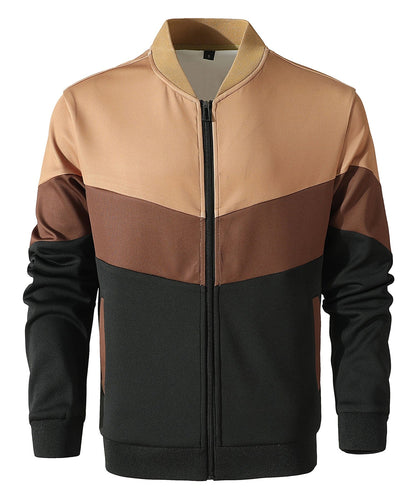 Trendy Color Block Zip Up Bomber Jacket - Nocini