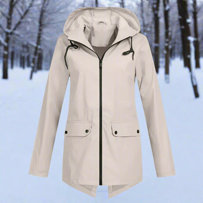 Waterproof Women's Parka Jacket with Hood and Pockets - Nocini