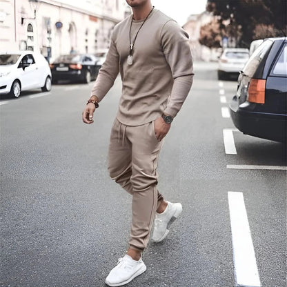 Fashionable Mens Slim Fit Zip Up Tracksuit Set