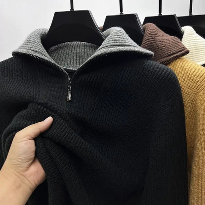 Casual Men's Zip Up Crew Neck Sweater - Nocini