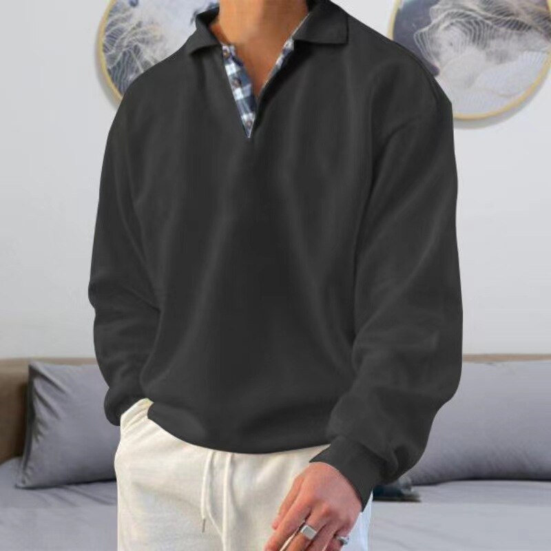 Relaxed Fit Men's Classic Polo Sweater