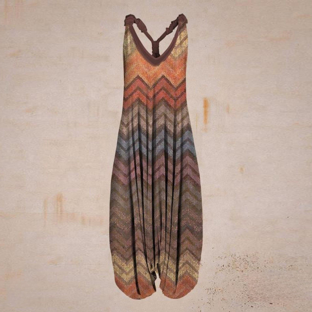 Relaxed Fit Womens Sleeveless Jumpsuit V Neck