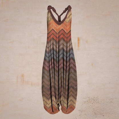 Relaxed Fit Womens Sleeveless Jumpsuit V Neck