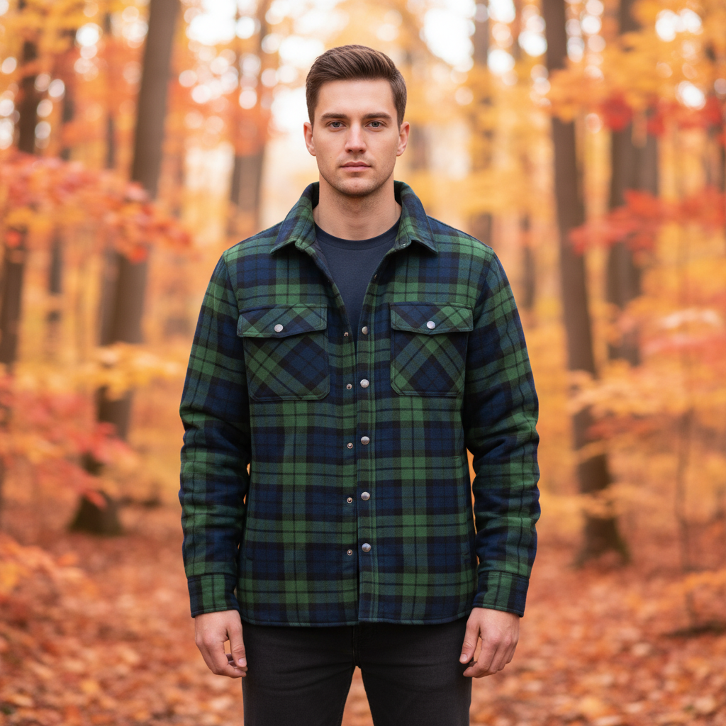 Plaid Fleece Jacket for Men - Pexav