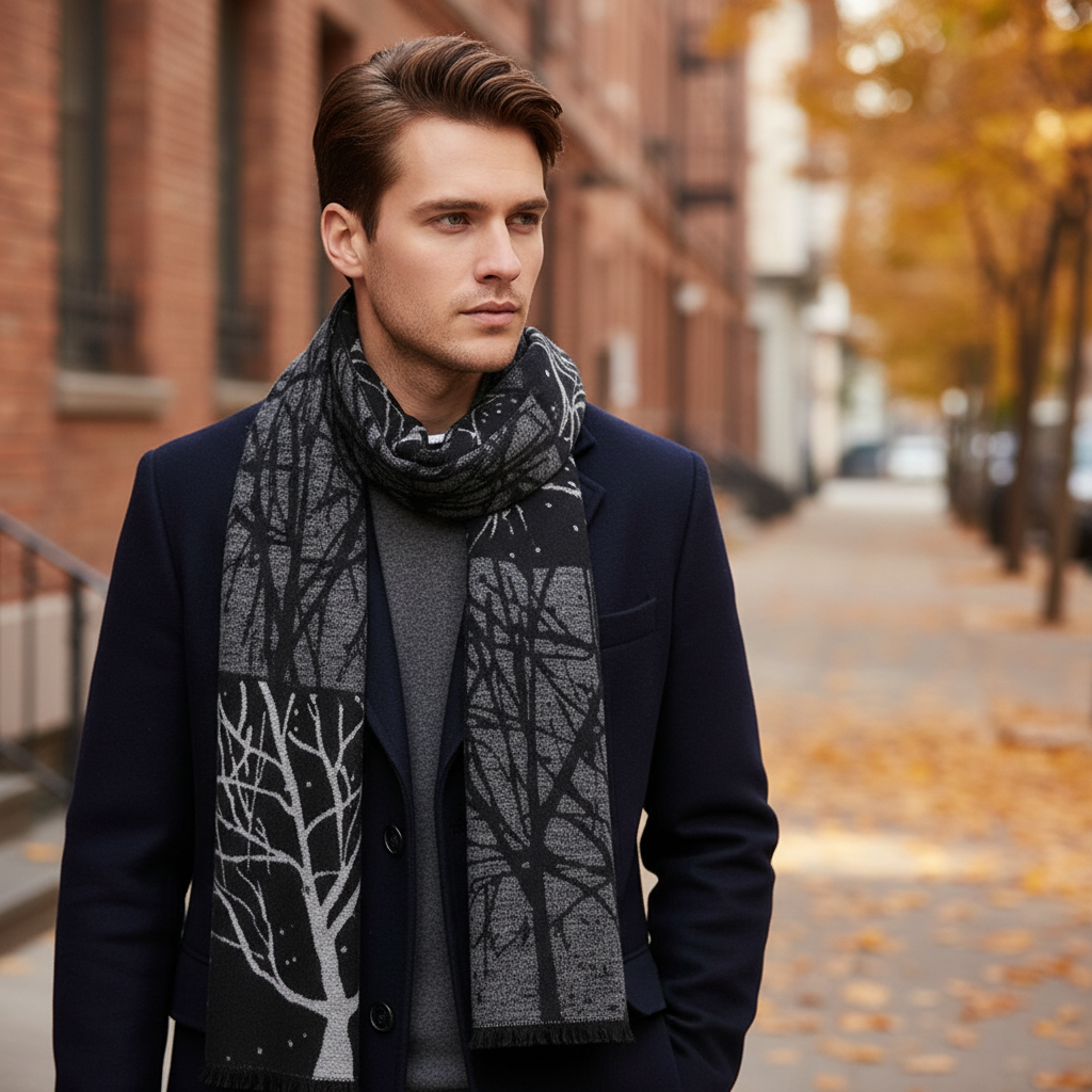 Warm Mens Cashmere Scarf - Pexav