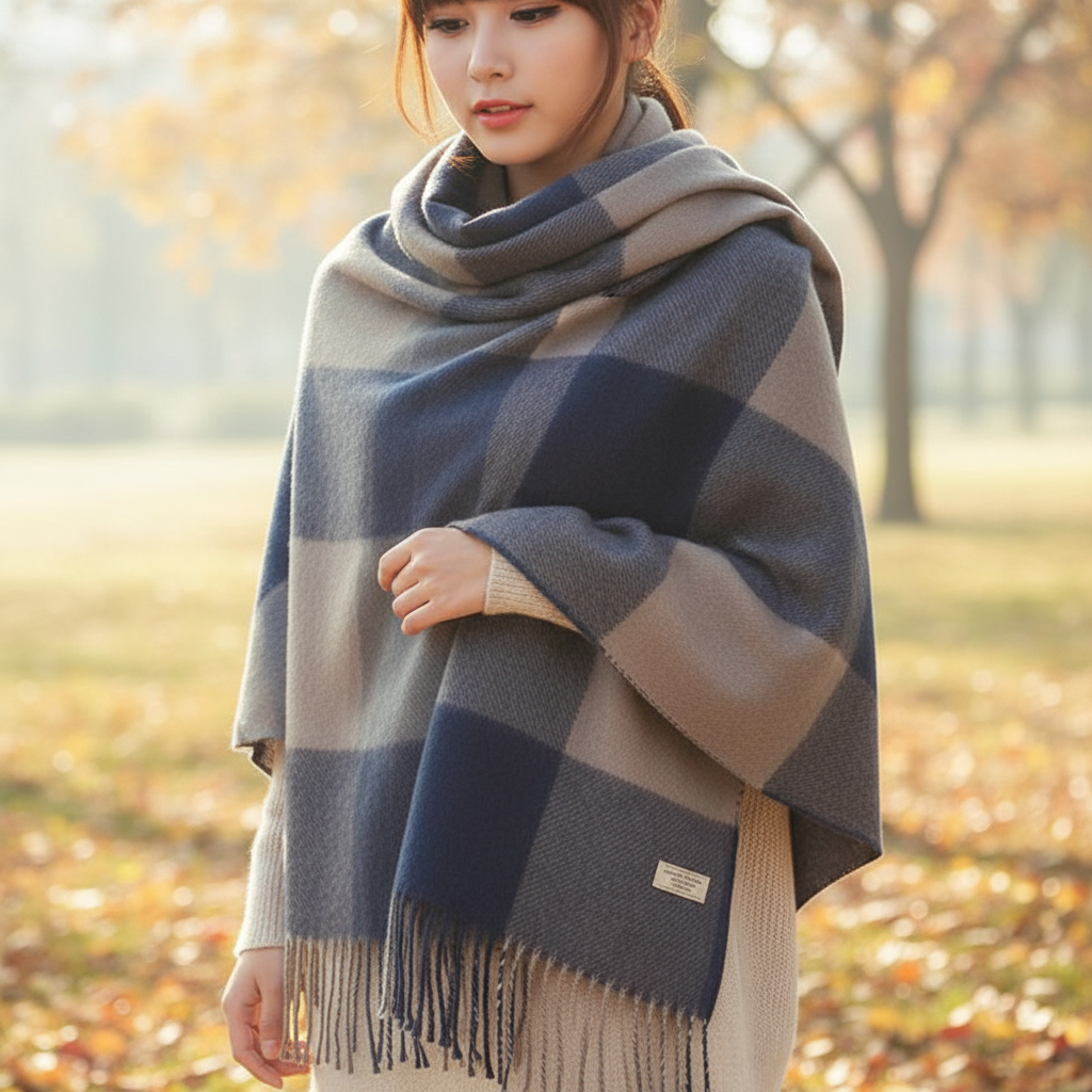 Luxury Diamond Pattern Cashmere Scarf - Pexav