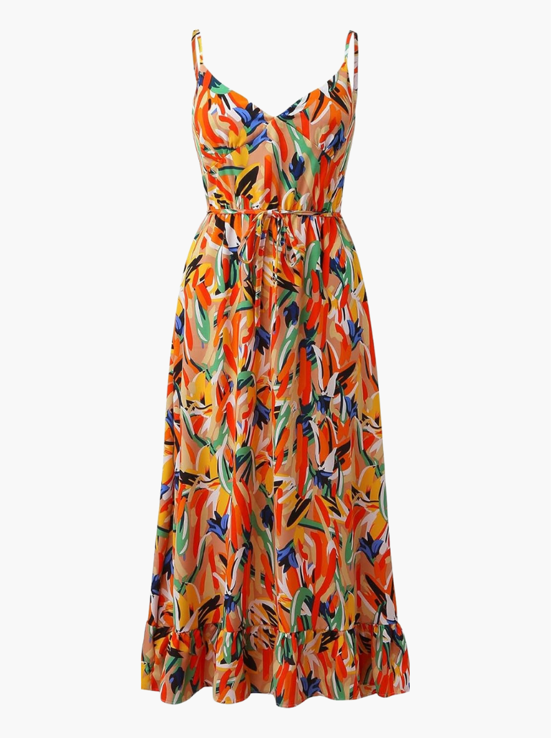 Ladies' Casual Summer Midi Dress with Flirty Ruffles