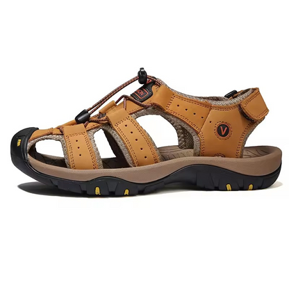 Rugged Men's Genuine Leather Hiking Sandals