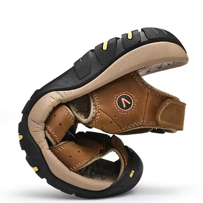 Rugged Men's Genuine Leather Hiking Sandals