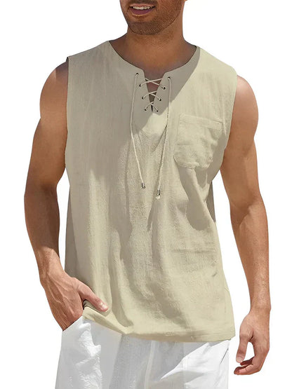 Men's Casual Loose Fit Tank Top with Pocket