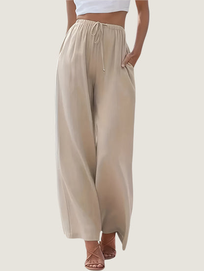 Relaxed Fit Women's Linen Pants with Elastic Waist