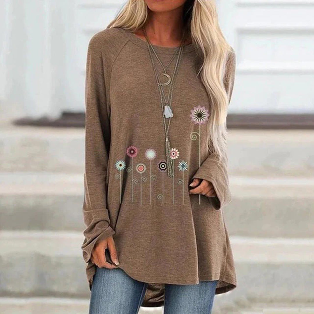 Comfy Floral Embroidered Pullover Sweatshirt