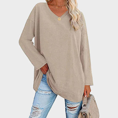 Relaxed Fit V-Neck Tunic Top