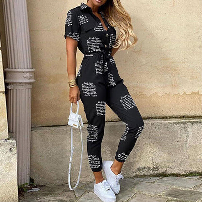 Women's Dress - Button Front - Belted - Short Sleeve - Fitted
