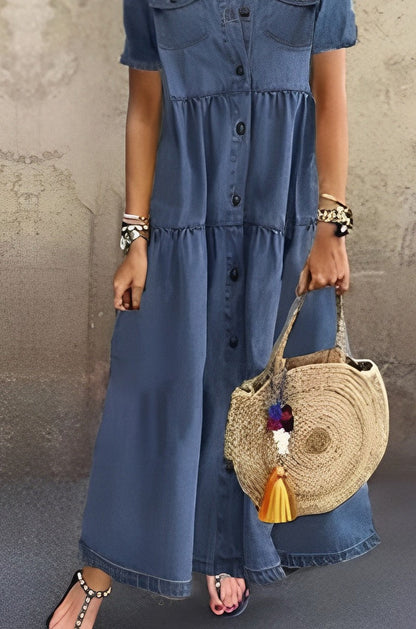Comfortable Women's Blue Maxi Dress - Nocini