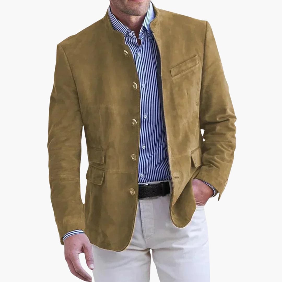 Timeless Mens Coat with Smart Collar and Button Front - Olytrend