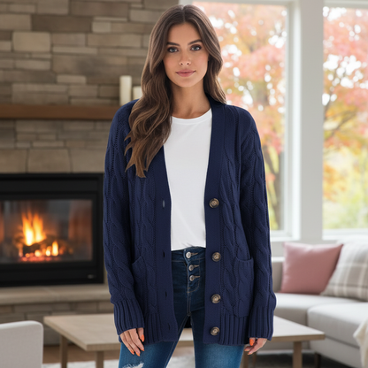 Cozy Cable Knit Cardigan - Pexav