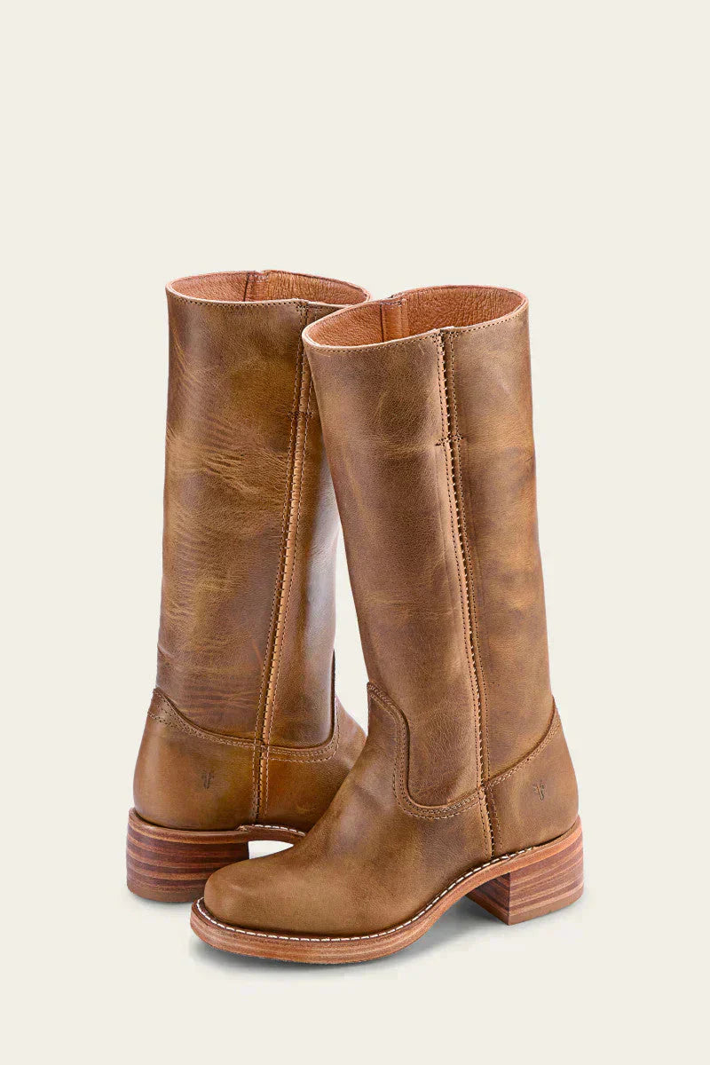 Tall Slim Fit Leather Boots with Sturdy Sole