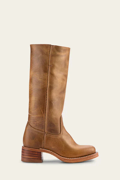 Tall Slim Fit Leather Boots with Sturdy Sole