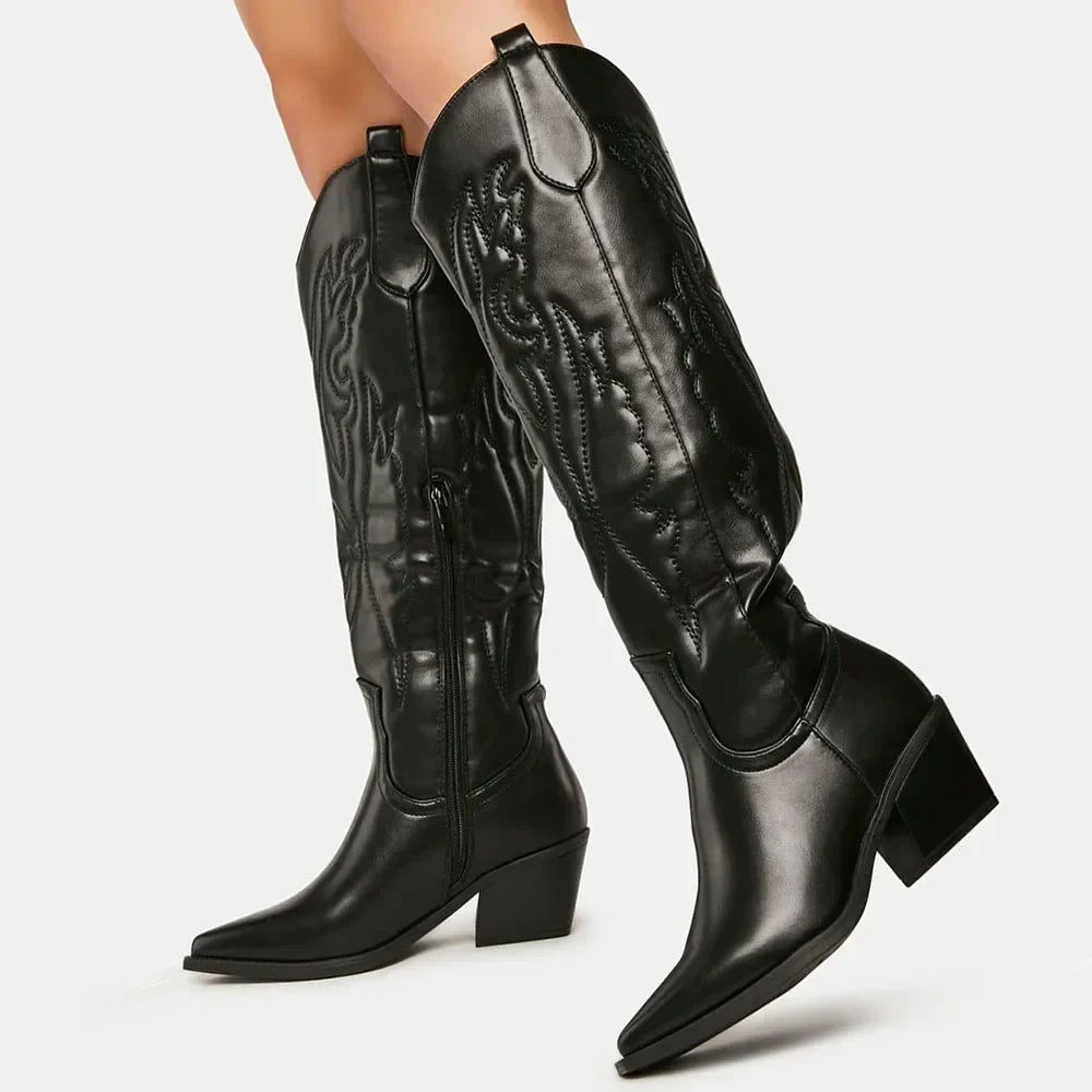 Classic Tall Cowboy Boots for Women - Comfortable Riding Style - Nocini