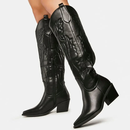 Classic Tall Cowboy Boots for Women - Comfortable Riding Style - Nocini