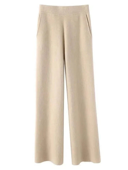 Comfortable Women's Wide Leg Ribbed Trousers
