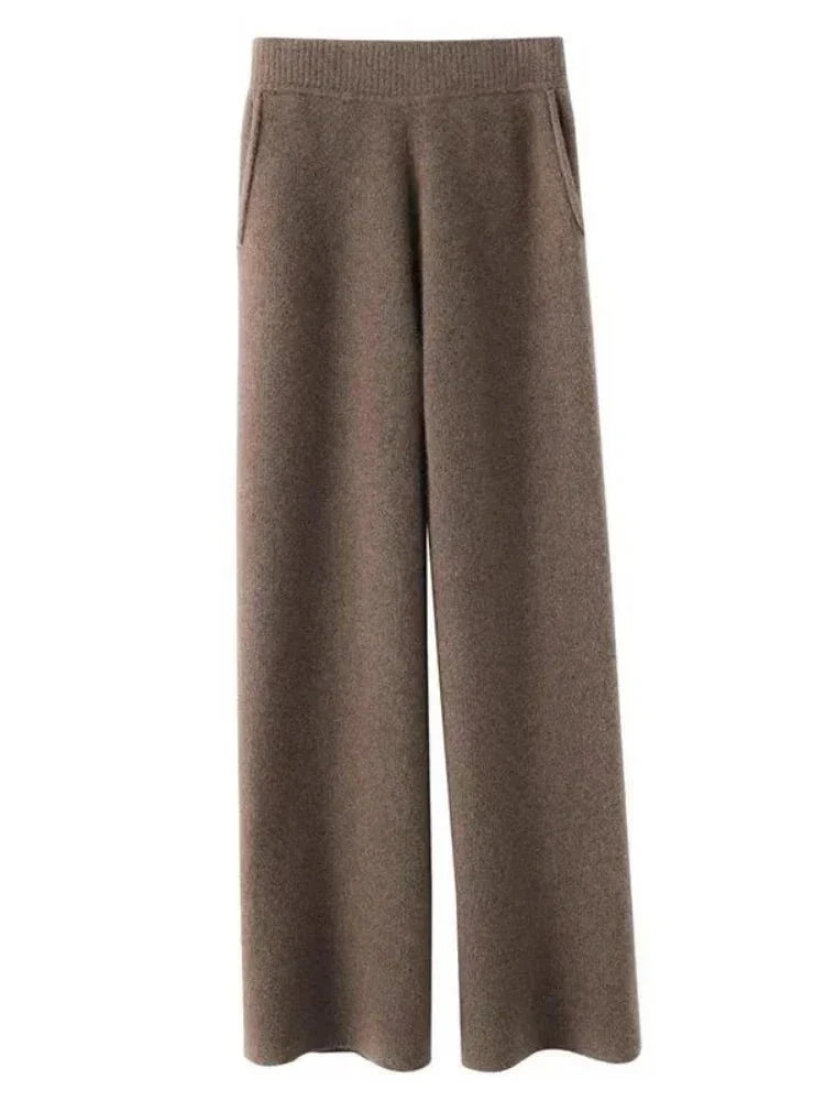 Comfortable Women's Wide Leg Ribbed Trousers