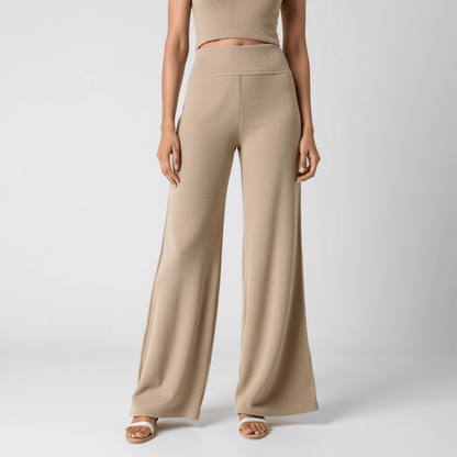 Comfortable Women's Wide Leg Ribbed Trousers - Nocini