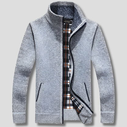 Cozy Mens Zip Up Crew Neck Sweater