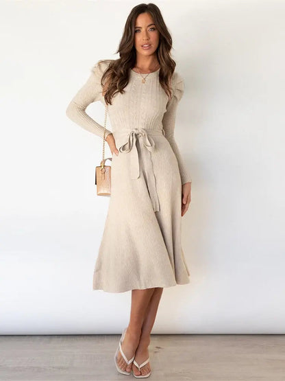 Soft Women's Knee Length Dress – Warm Winter Style - Nocini
