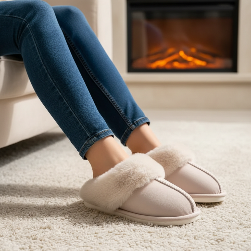 Soft Suede Exterior Plush Slippers - Pexav