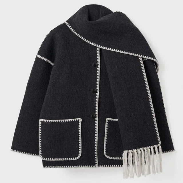 Casual Open Front Fringe Jacket - Nocini