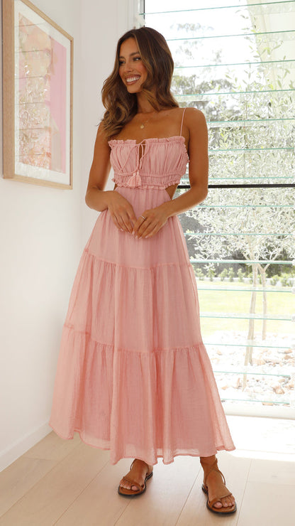 Loose Fit Summer Maxi Dress with Adjustable Straps