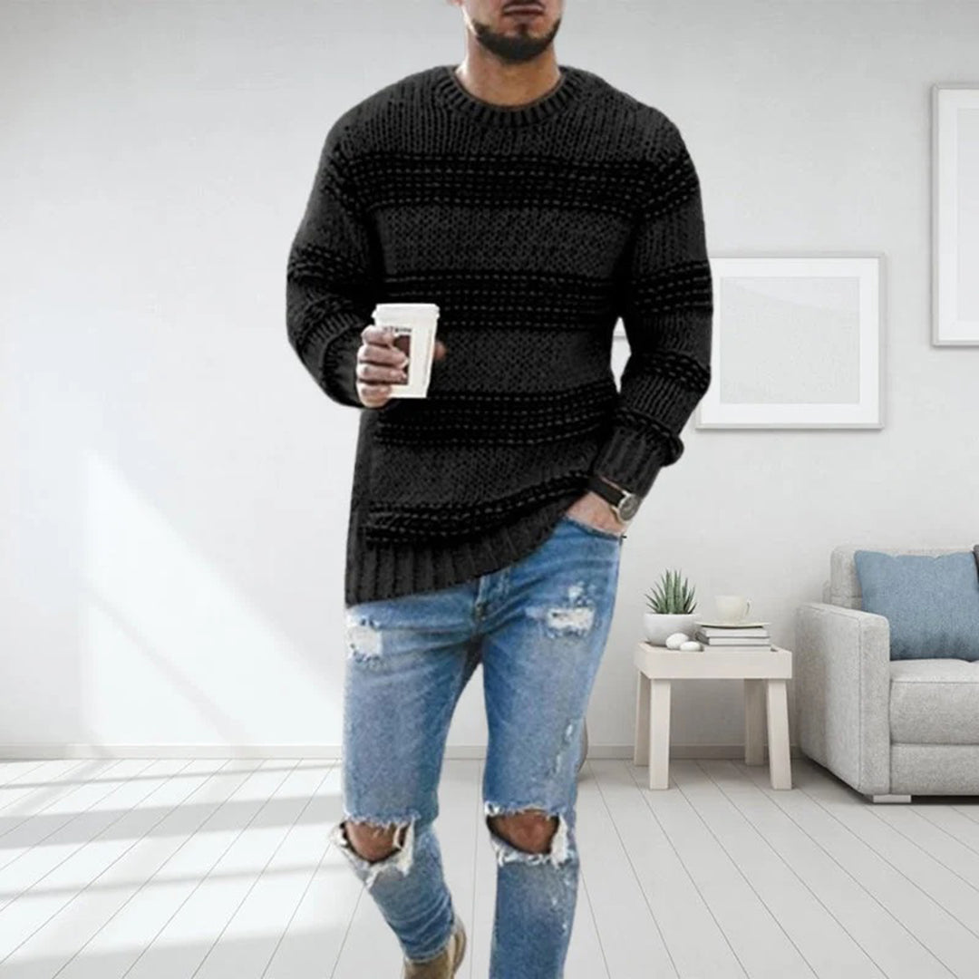 Casual Men's Wool Sweater Round Neck Relaxed Fit