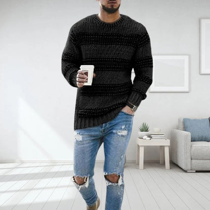 Casual Men's Wool Sweater Round Neck Relaxed Fit