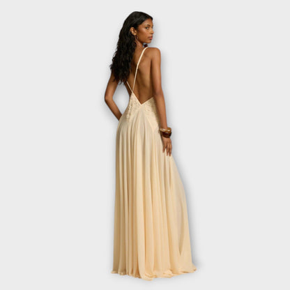 Elegant Long Sleeve V Neck Evening Dress