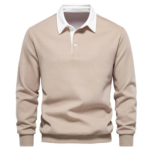 Men's Classic Contrast Polo Long Sleeve Shirt
