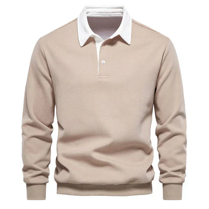 Men's Classic Contrast Polo Long Sleeve Shirt