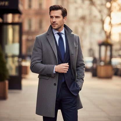 Classic Men's Thick Wool Overcoat
