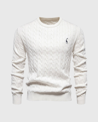 Classic Crew Neck Soft Cable Knit Sweater