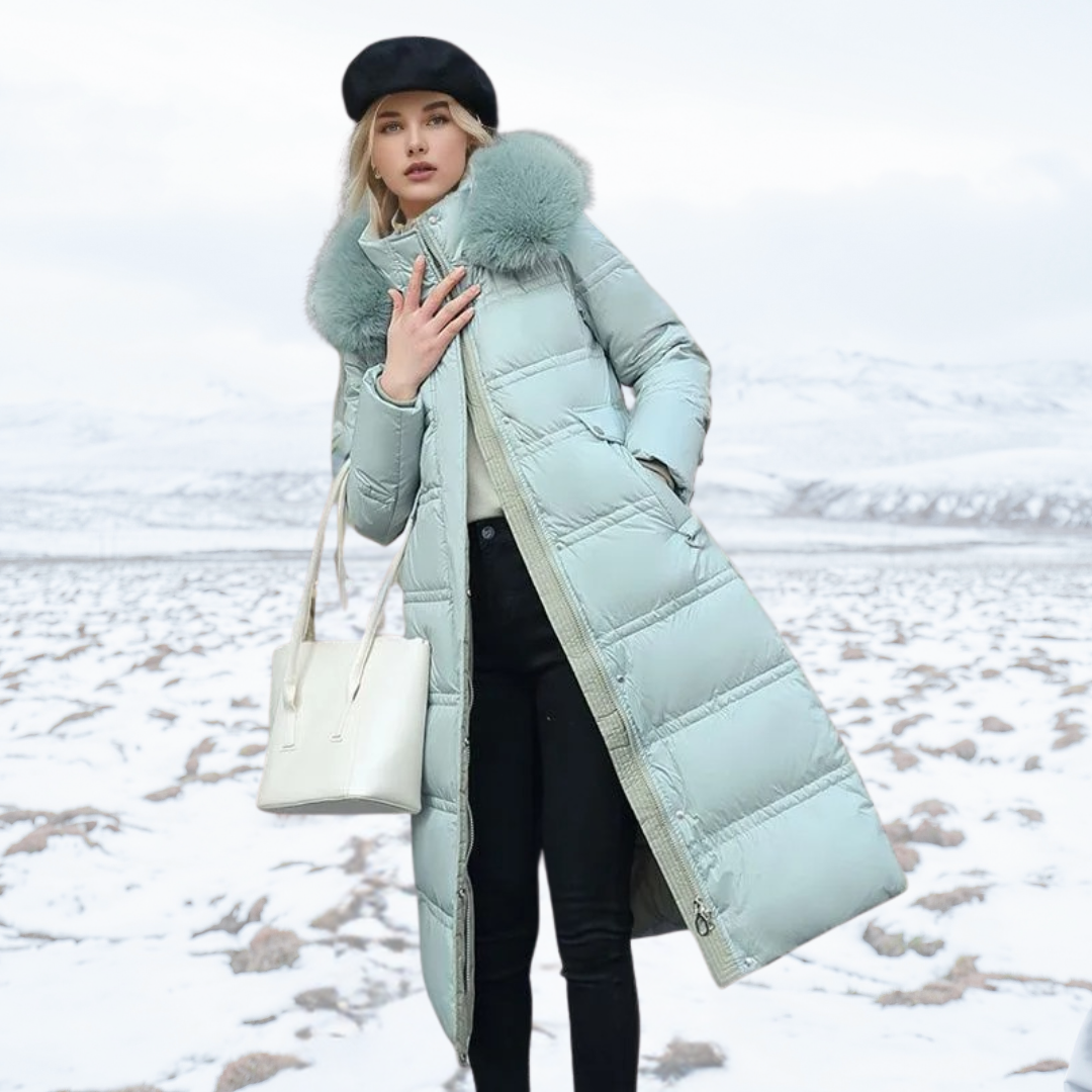 Luxury Warm Parka Coat With Faux Fur Hood