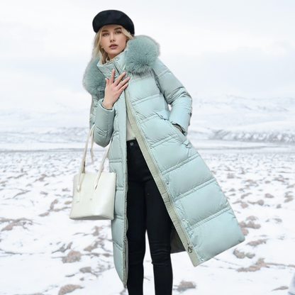 Luxury Warm Parka Coat With Faux Fur Hood