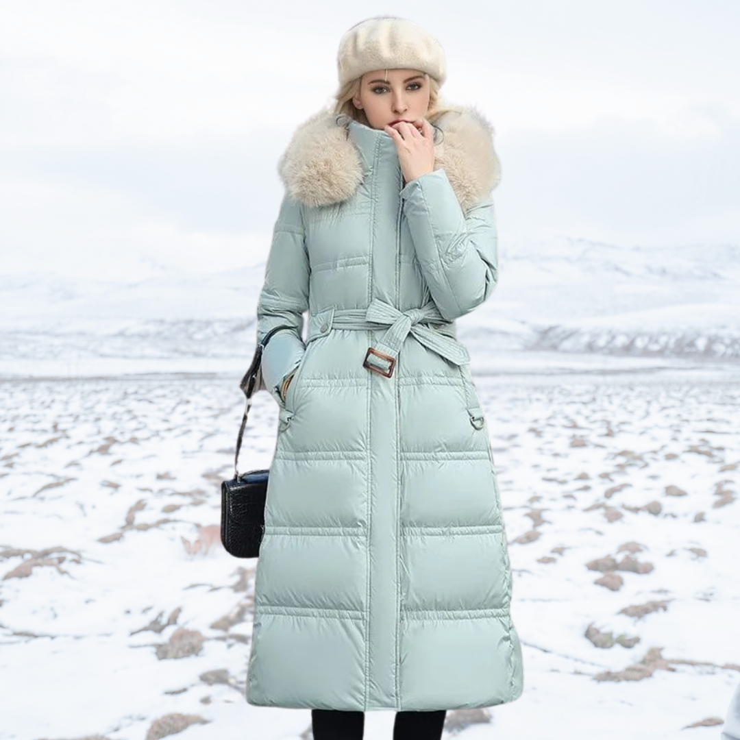 Luxury Warm Parka Coat With Faux Fur Hood