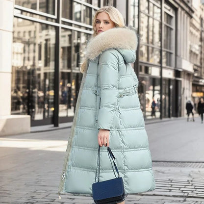 Luxury Warm Parka Coat With Faux Fur Hood