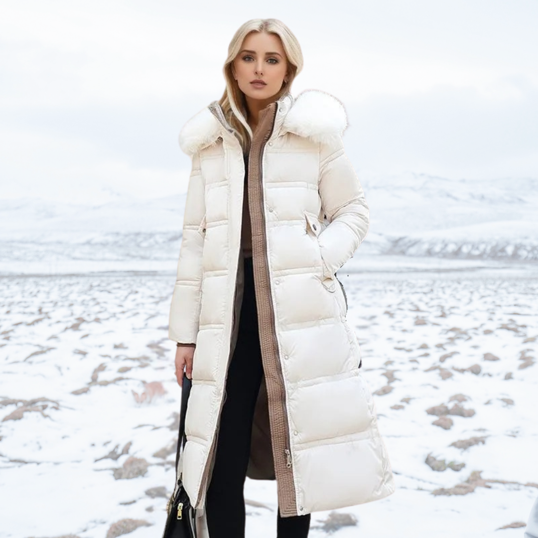 Luxury Warm Parka Coat With Faux Fur Hood